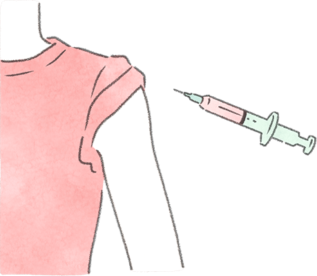 ワクチン接種 | 接種する部位をアルコール消毒してから、筋肉内注射をします。